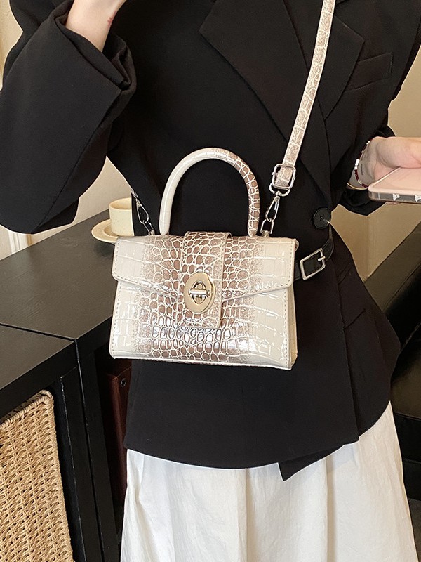 Niche Zhong alta textura portátil cocodrilo pequeño bolso cuadrado para mujeres 2026 nuevo estilo de moda versátil bolso de hombro coreano