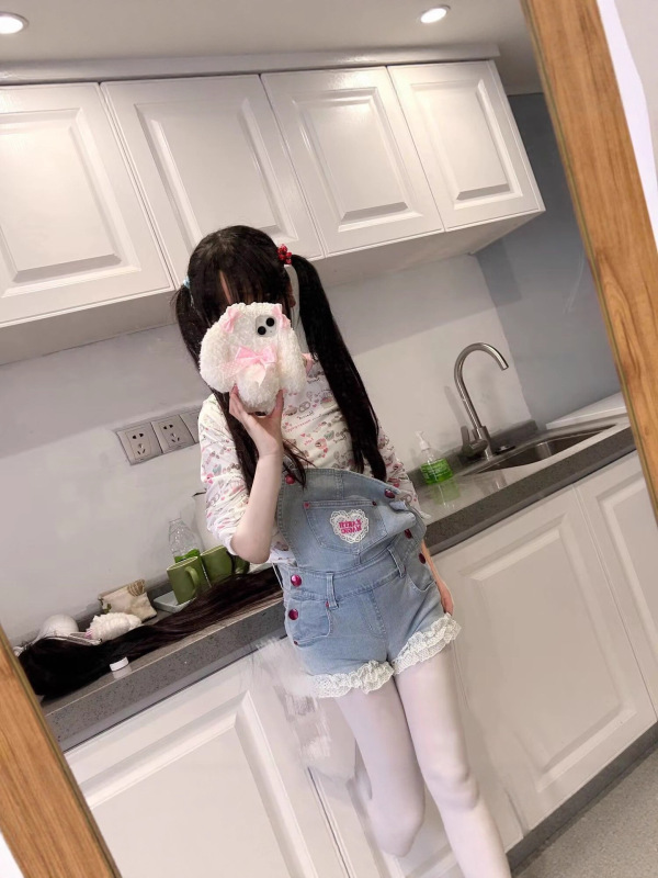 可爱牛仔背带裤女y2k日系俏皮甜美女儿服多巴胺蕾丝拼接连体裤|undefined