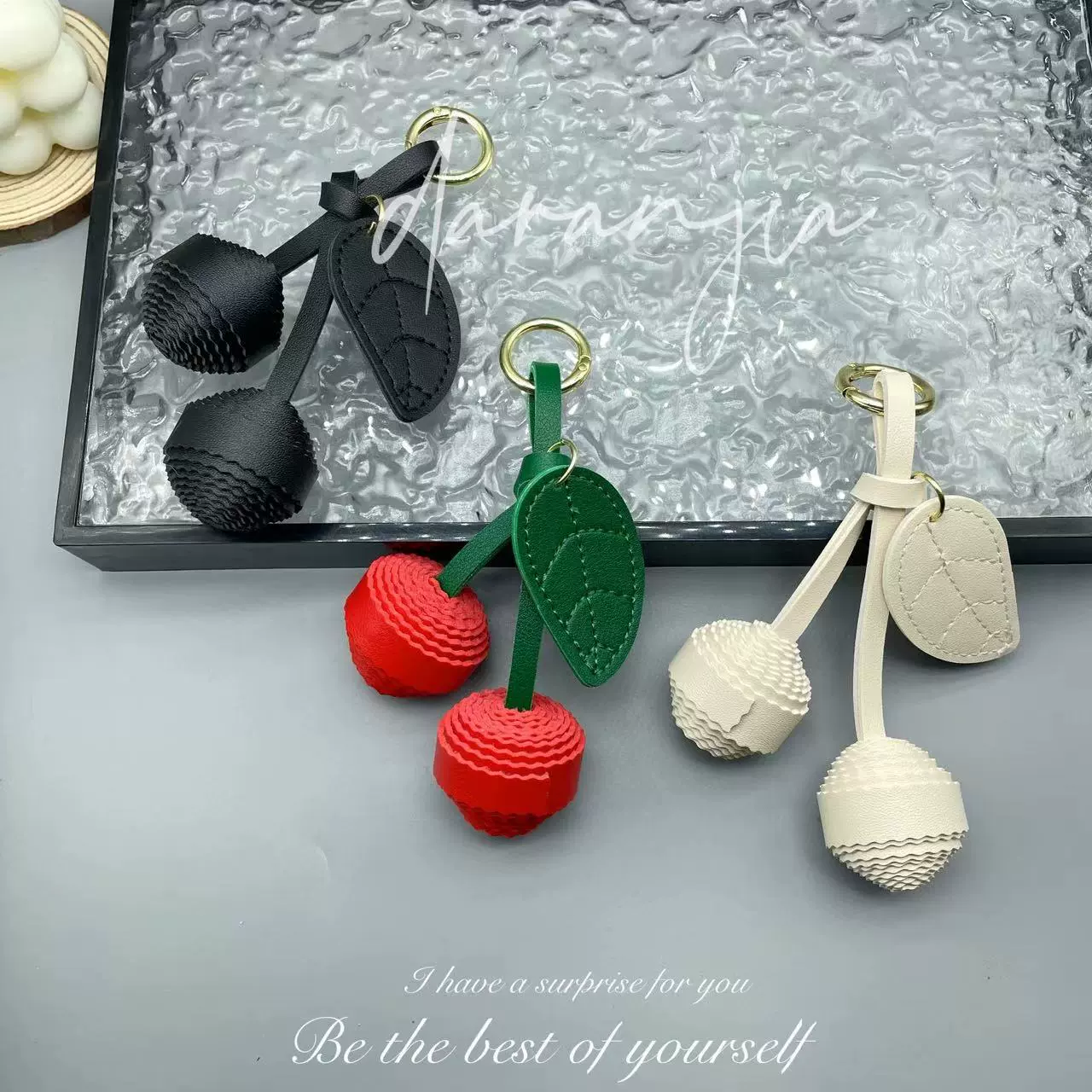 Оптовая продажа новых кожаных плетеных подвесок-шариков, высококачественные изысканные подвески-шары с вишневым плетением для ключей