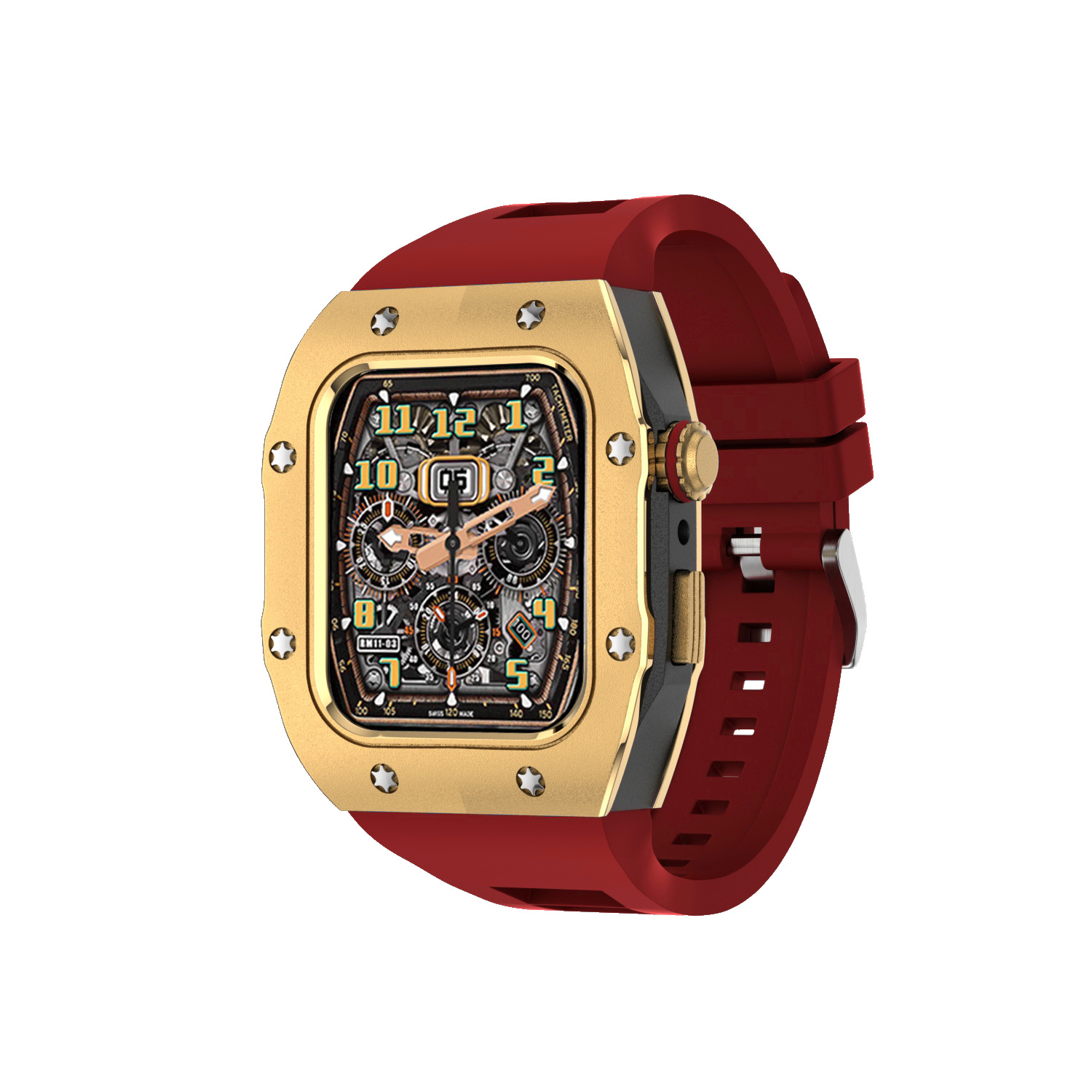 Adecuado para Apple Watch modificación Shell Apple reloj protector Shell integrado Correa armadura caja de metal 44/45