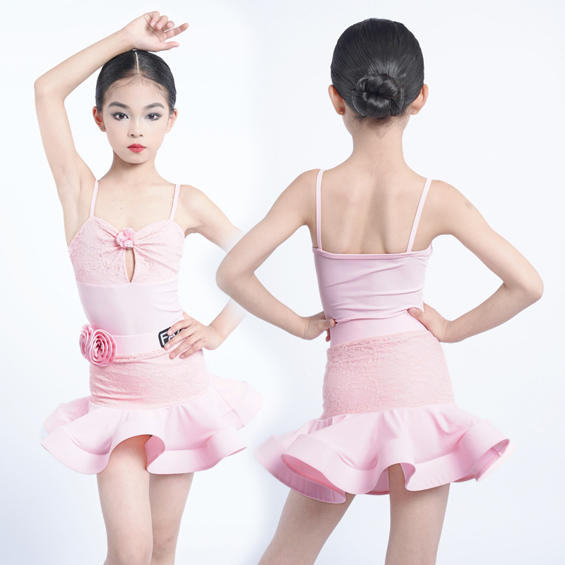 Faz Girls Classy Latin Dance Clothing Practice Performance Clothing Internet Celebrity Suspender Dance Clothing Kidsren's Latin Dance Clothing Suit