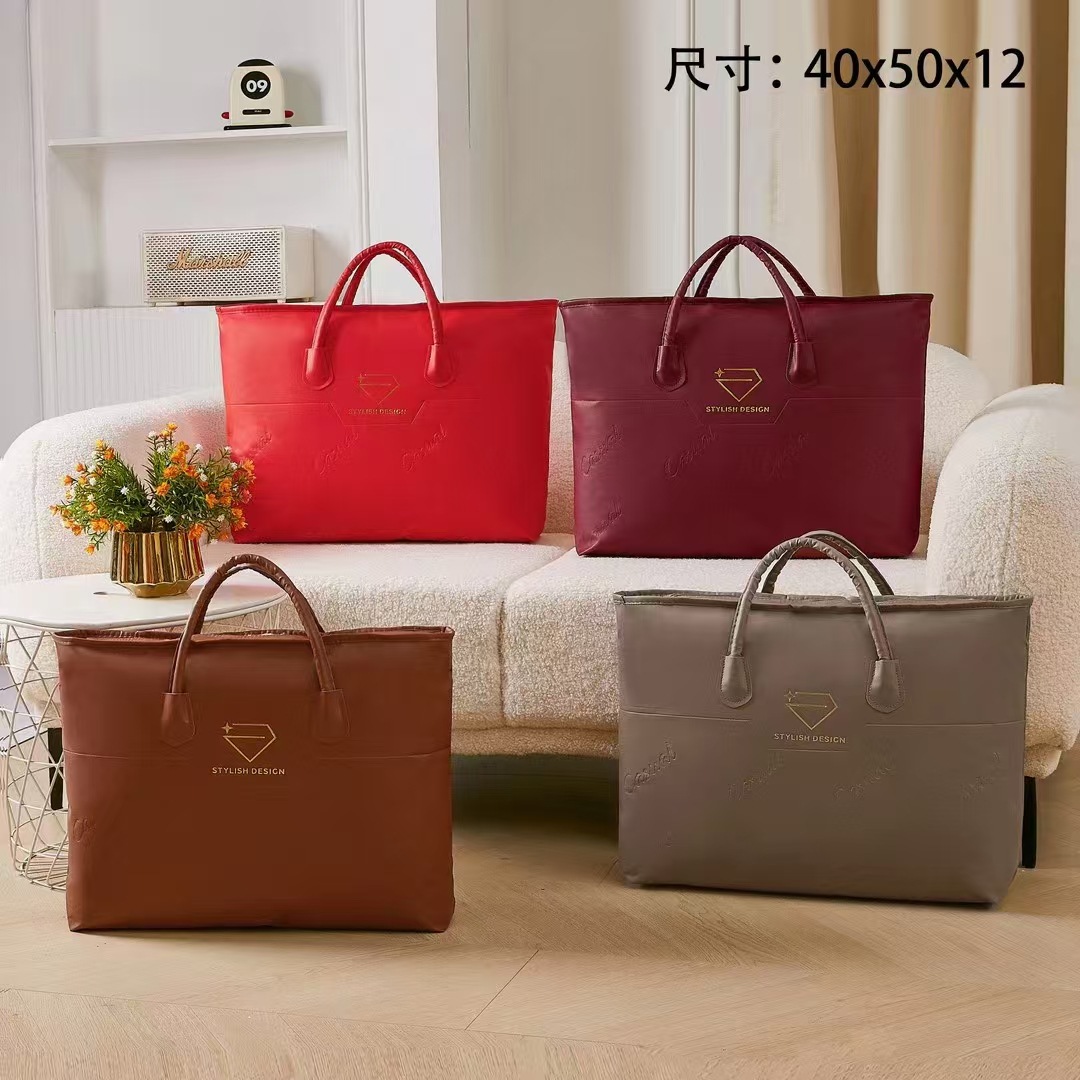 高档皮革手提袋四件套枕芯夏被儿童被毛毯被子包装通用包装收纳袋