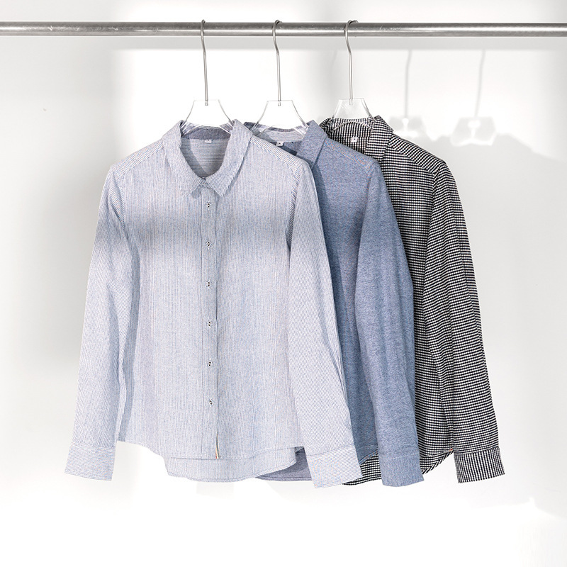 Suhe's New High-End Women's Shirts Wholesale Cotton Flannel Real Shoulder Slim Commuting High-End Women's Clothing Wholesale