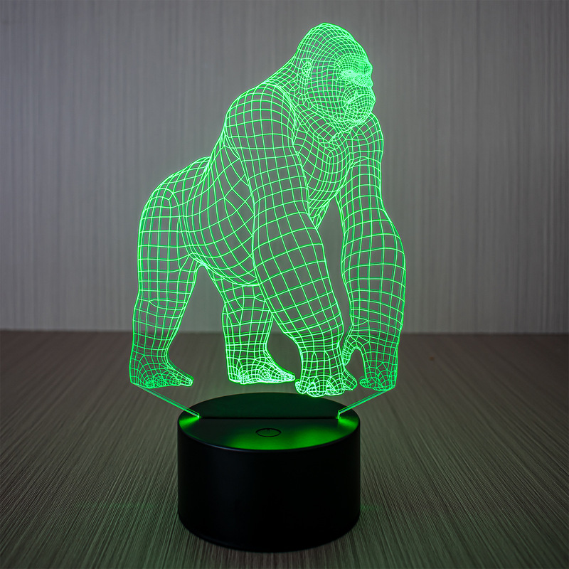 Gorilla 3D Night Light Led Gift Table Lamp Touch Remote Control Timer Bedroom Bedside Lamp Eye Protection Dimmable