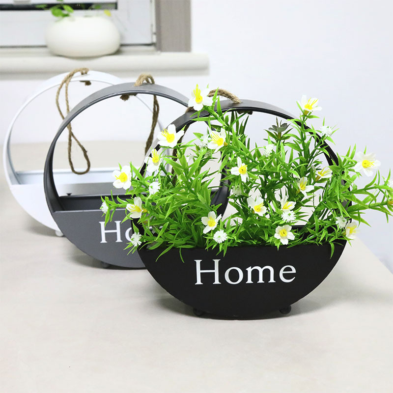 Nórdico de hierro forjado colgando la pared maceta de flores canasta de hierro grueso colgando la pared balcón interior nuevo colgando la pared de escritorio transfronterizo