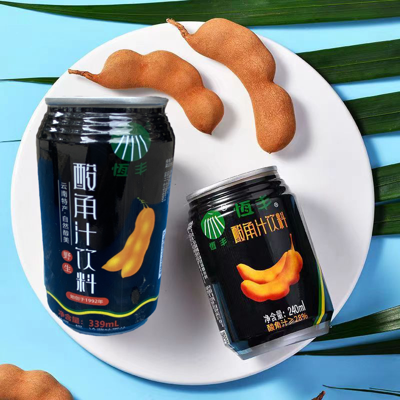 ll云南特产老牌子酸角汁饮料罐装酸甜果汁果粒甜角风味酷爽饮