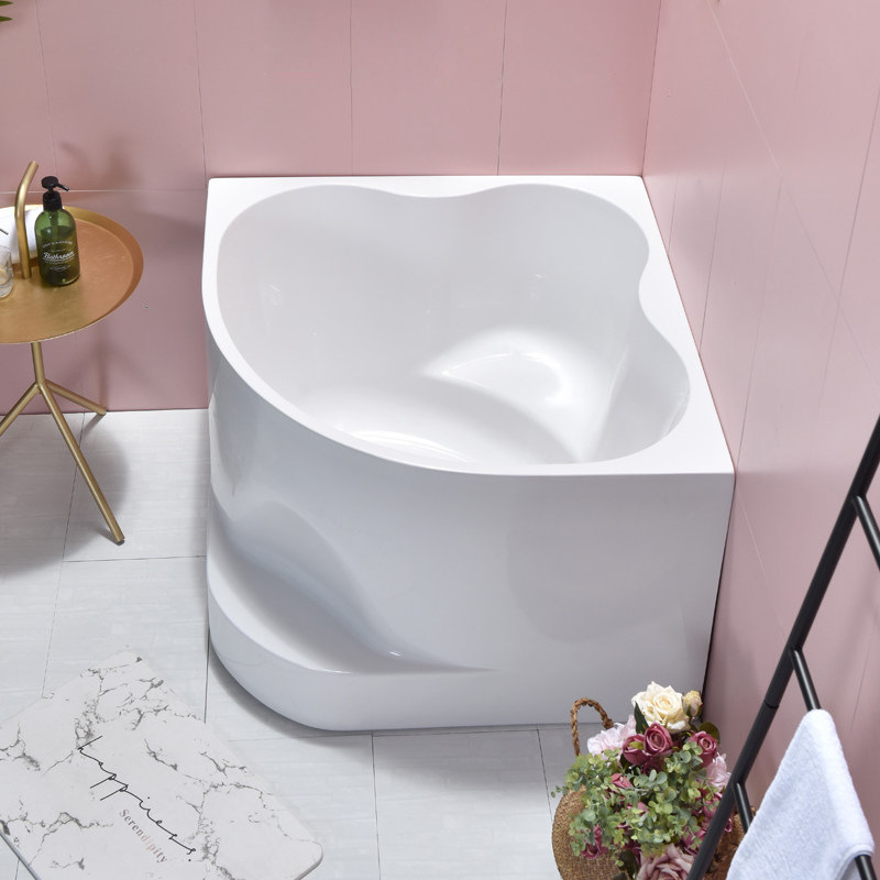Triangular Walk-In Bathtub, Acrylic, Small-Sized, Seamless Integrated Deep Soaking Fan-Shaped Bathtub for Adult Home Use
