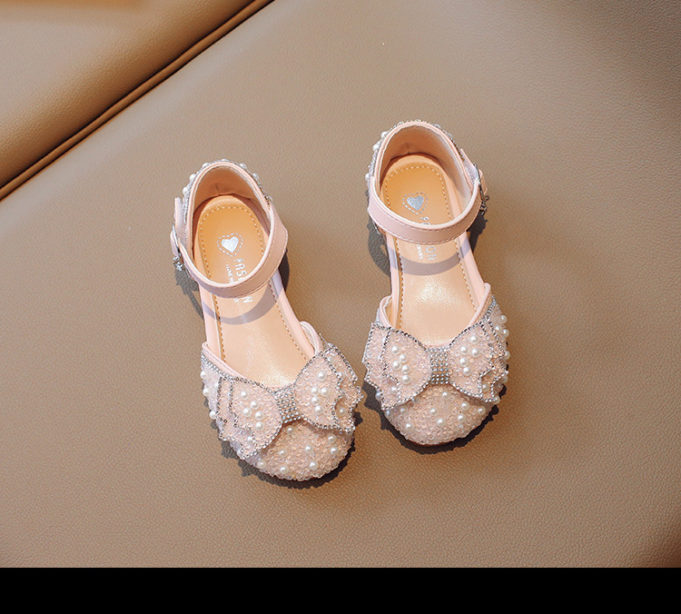 Sandali per bambini con paillettes di diamanti e acqua dolce principessa Baotou 2023 nuove scarpe estive in pelle per bambina_voghion.com