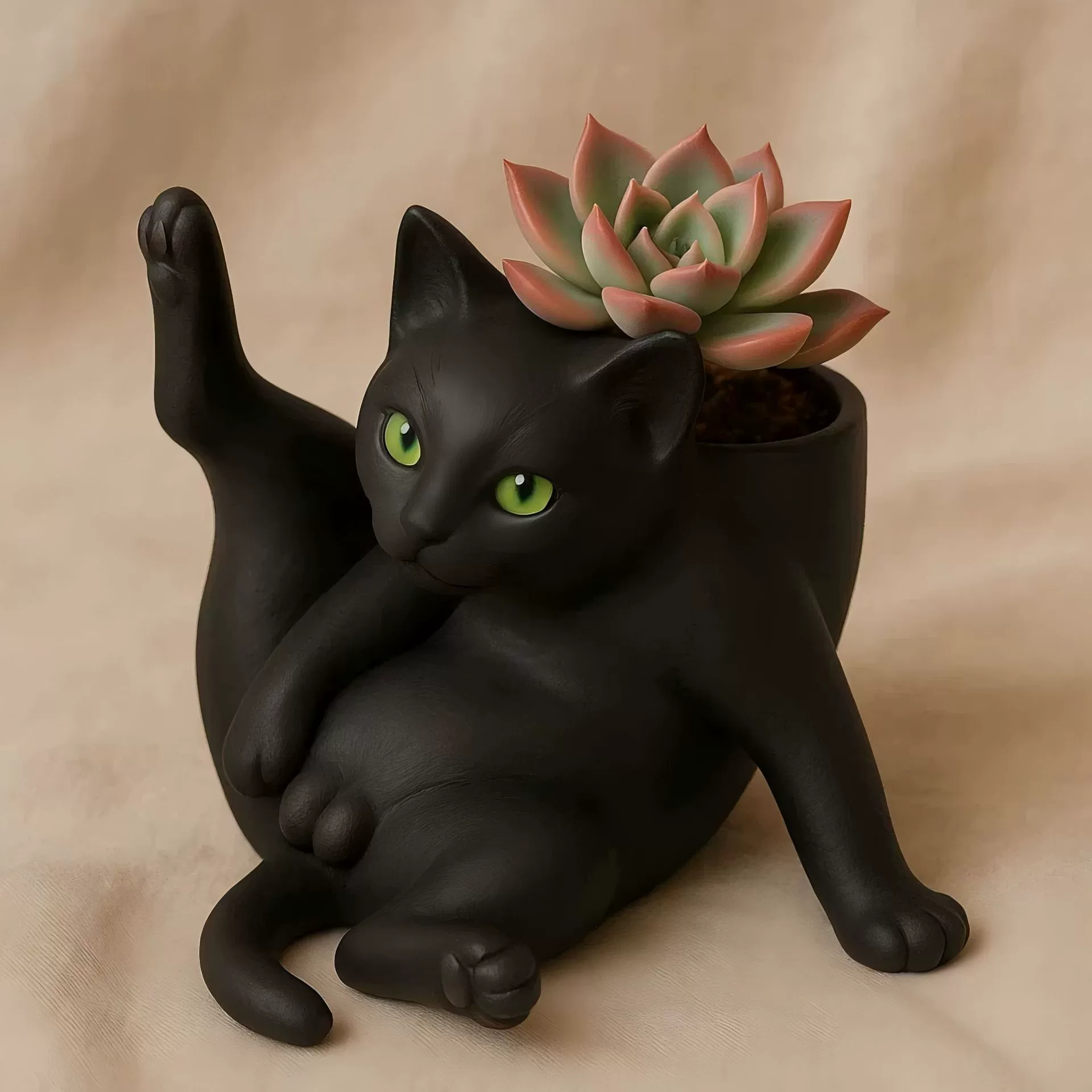 Кросс-бортной Fun Уход за животными Грааль кот planter интересный питомец кот посадка цветочный горшок смола статуя украшения