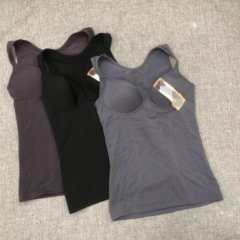 Japanese Surplus Autumn and Winter Brushed Vest with Fixed Cups, Wireless, Tummy Control Shapewear, Women's Slimming Thermal Underwear