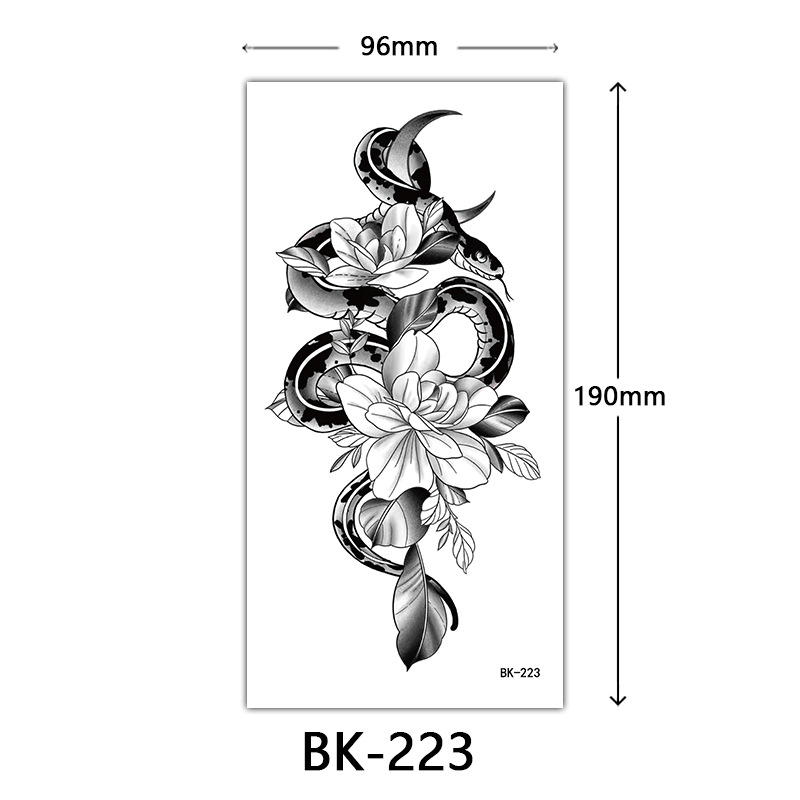 Tatuaje Temporal de Flores Boceto de Papel de Transferencia al Agua, Impresión por Transferencia de Agua, para Cuerpo image 229
