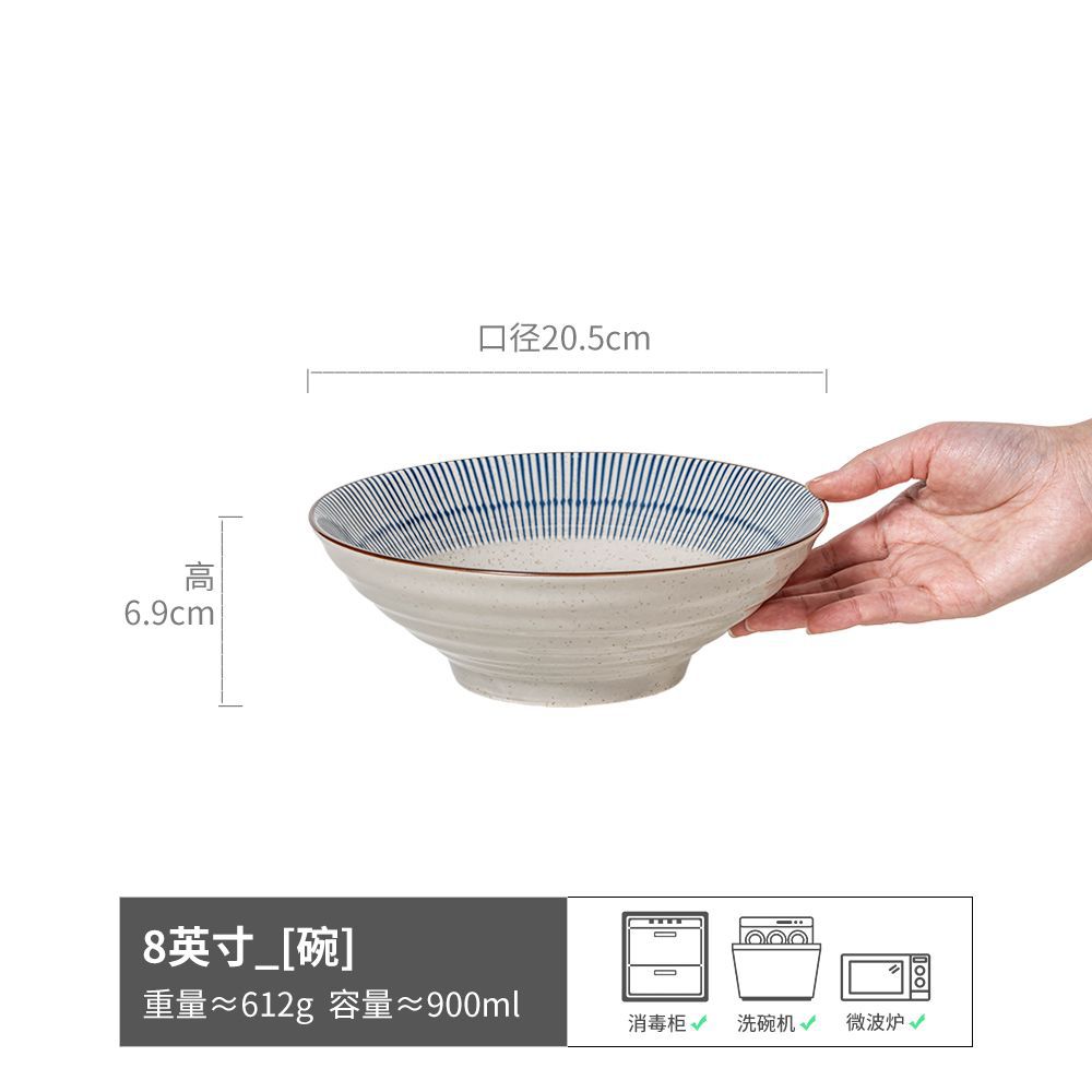 Retro y práctico vajilla serie hogar tazón de fideos tazón abierto plato de ensalada plato de línea japonesa