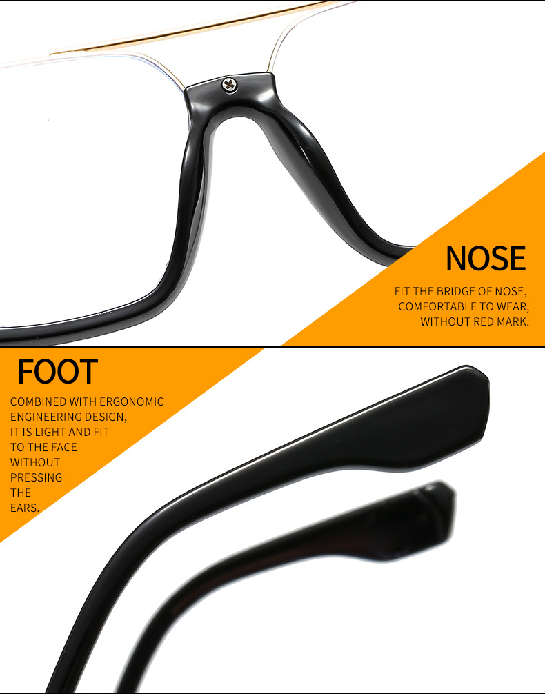 Fashion Style Fashion Color Block Tac Square Patchwork Half Frame Optical Glasses