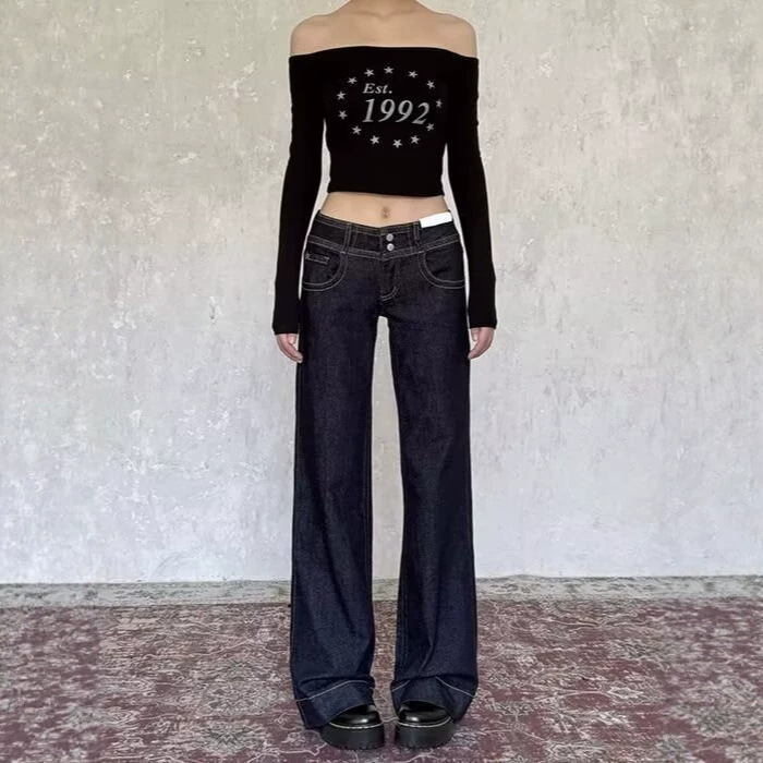Xintang In-Stock Denim Blue Flared Jeans for Women 2026 New Style Original Color Low-Waist American Style Spicy Girl Straight-Leg Pants Trendy Xintang In-Stock Denim Blue Flared Jeans for Women 2026 New Style Original Color Low-Waist American Style Spicy Girl Straight-Leg Pants Trendy