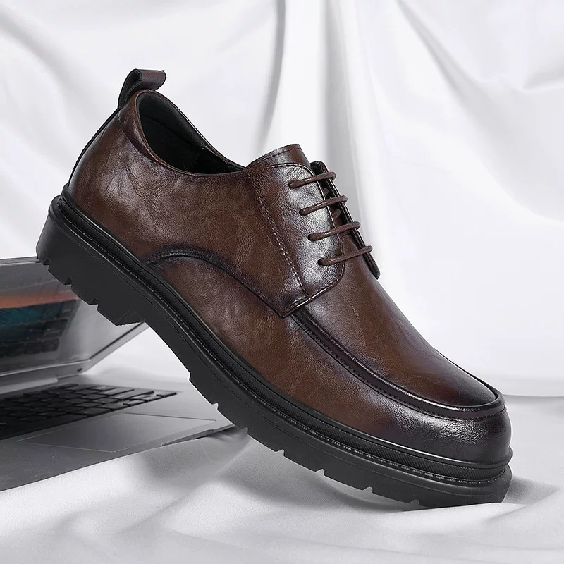 Men's classic suit jacket for leather shoes English style, breathable grabber platform for leisure, footwear, wedding shoes, genuine leather, British style