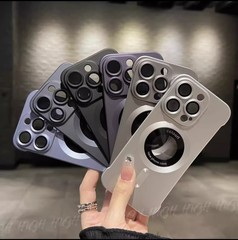 適用iPhone15PROMAX漏標無邊框磁吸裸機手感手機殼14護鏡保護套13