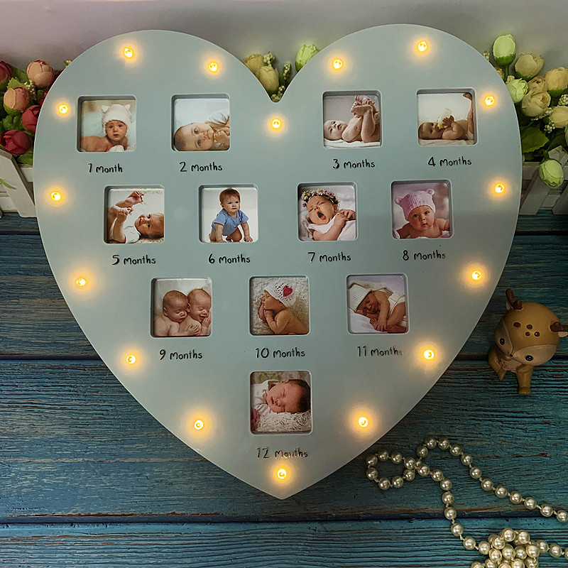 New Products with Lights Heart-shaped Infant Baby Growth Record December Frame Wall Hanging Table Amazon Cross-border Export New Products with Lights Heart-shaped Infant Baby Growth Record December Frame Wall Hanging Table Amazon Cross-border Export