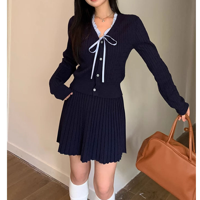 法式风套装女2025超火减龄气质一整套ootd穿搭韩系高级针织两件套|undefined
