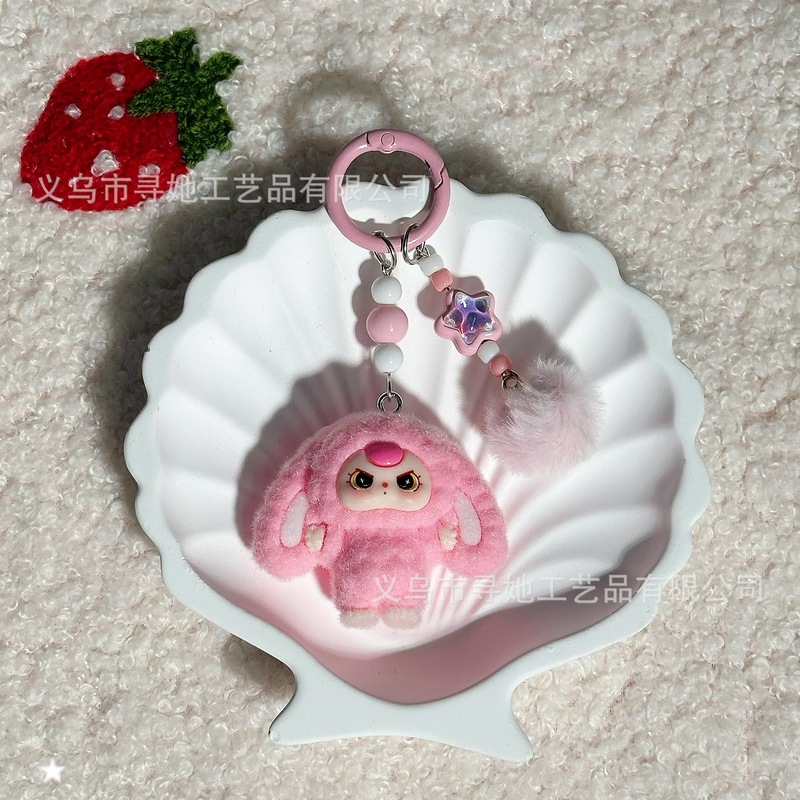 植毛ラブブ人形3歳キーホルダーペンダントクロスボーダーかわいい人形DIYアクセサリー携帯電話アクセサリーペンダント|undefined