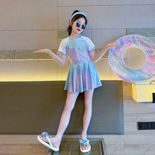 Girls One-Piece Swimsuit Summer New Style Medium and Large Children Princess Style Sweet Little Girl Mermaid Swimsuit Skirt