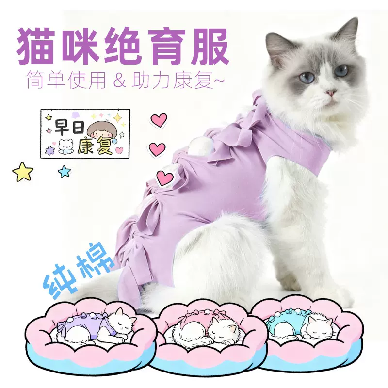 猫咪绝育服母猫手术服薄款透气戒奶断奶衣服公猫防舔术后四脚绑带