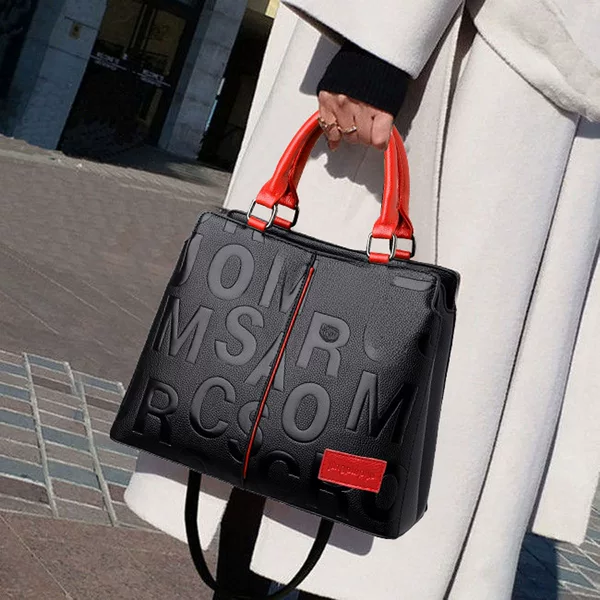 Cross-Border Handbag for Going Out, Large-Capacity Letter Embossed Soft Leather Shoulder Bag for Women, Cross-Border Trend