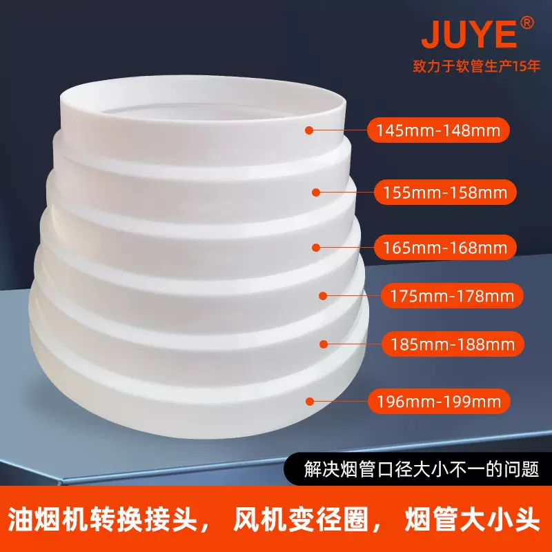 2025新款变径圈150-200mm抽油烟风机转接头塑料大小头转换器现货