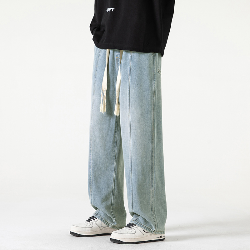 Jeans Men's Spring 2024 Trendy Versatile Straight Leg Loose Casual Pants American High Street Wide Leg Jeans Jeans Men's Spring 2024 Trendy Versatile Straight Leg Loose Casual Pants American High Street Wide Leg Jeans