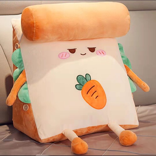 Creative bread cushion plush toy dormitory headboard backrest toast waist support washable sofa office cushion