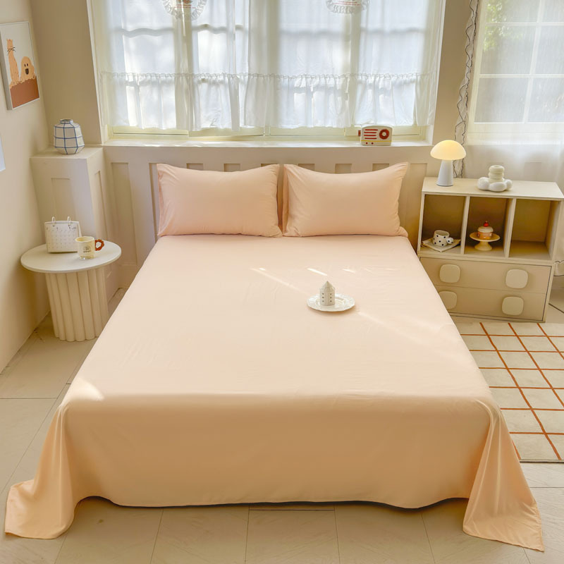 2025 nuevo estilo japonés color sólido viento sin impresión tipo A leche algodón lavado súper suave sábana de una pieza funda de almohada