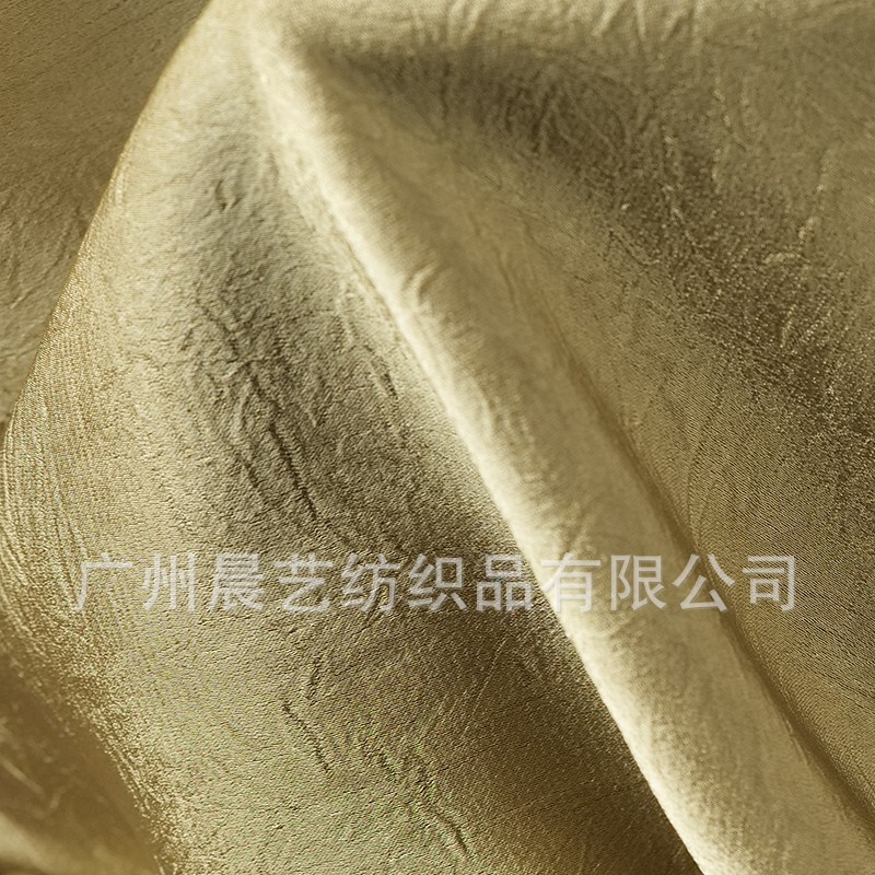 高端手感新中式手抓醋酸旗袍面料布料纹理压褶连衣裙礼服