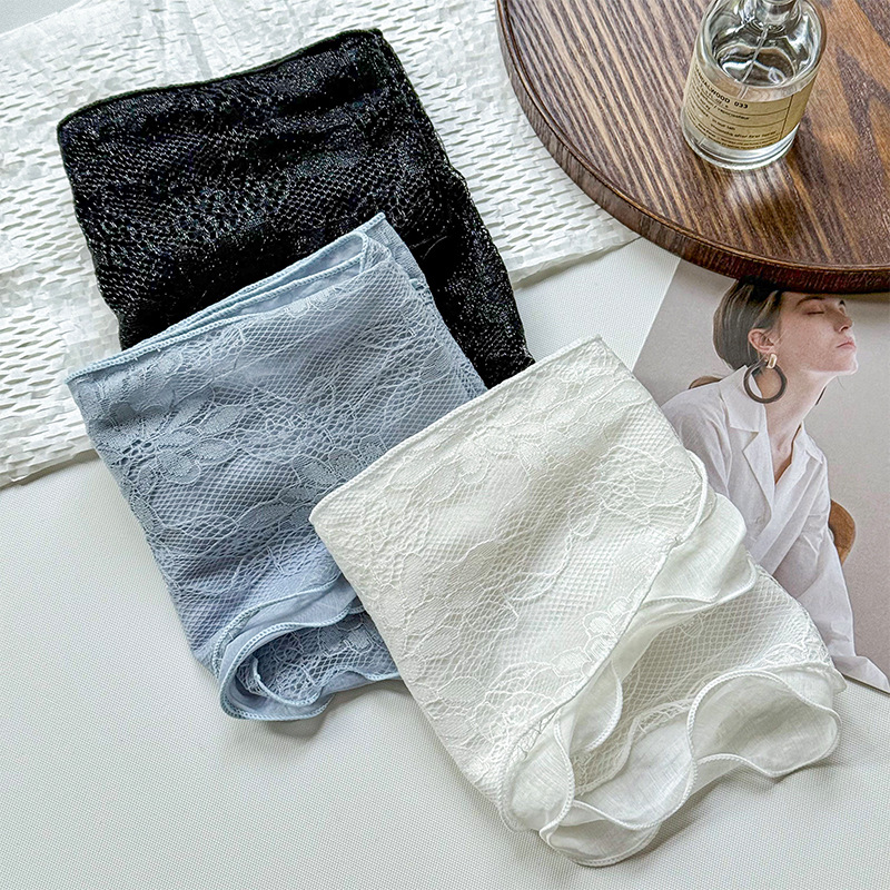 Bufanda de seda, bufanda decorativa de alta calidad, pañuelo en la cabeza, cinturón para el cabello, accesorios para el cabello, bordado de encaje, bufanda triangular de encaje, cortina de pedos de cintura