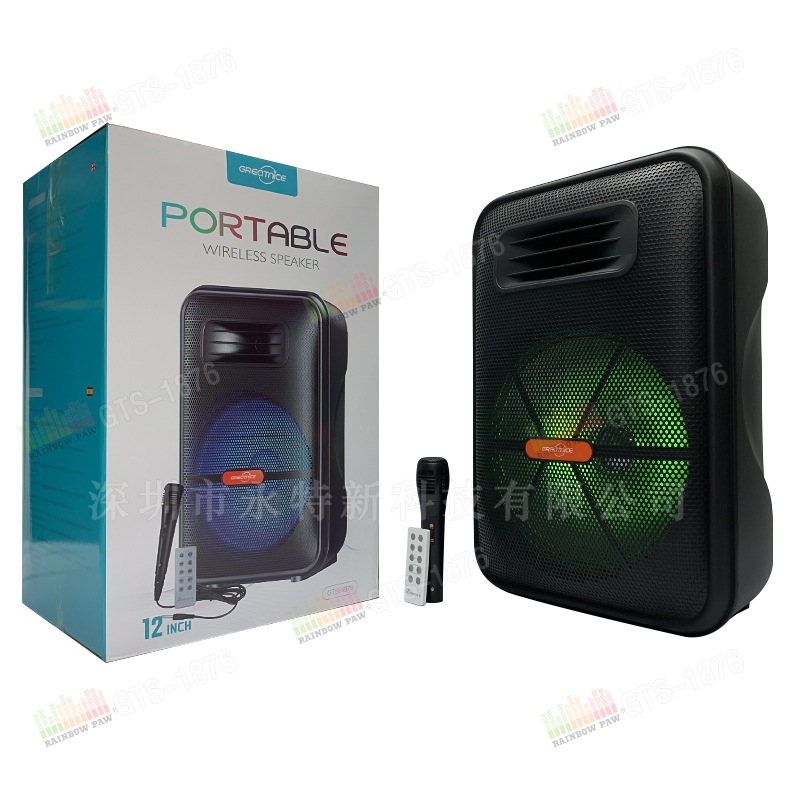 Altavoz Bluetooth GTS-1876, 12 pulgadas, inalámbrico, portátil, exterior, venta al por mayor