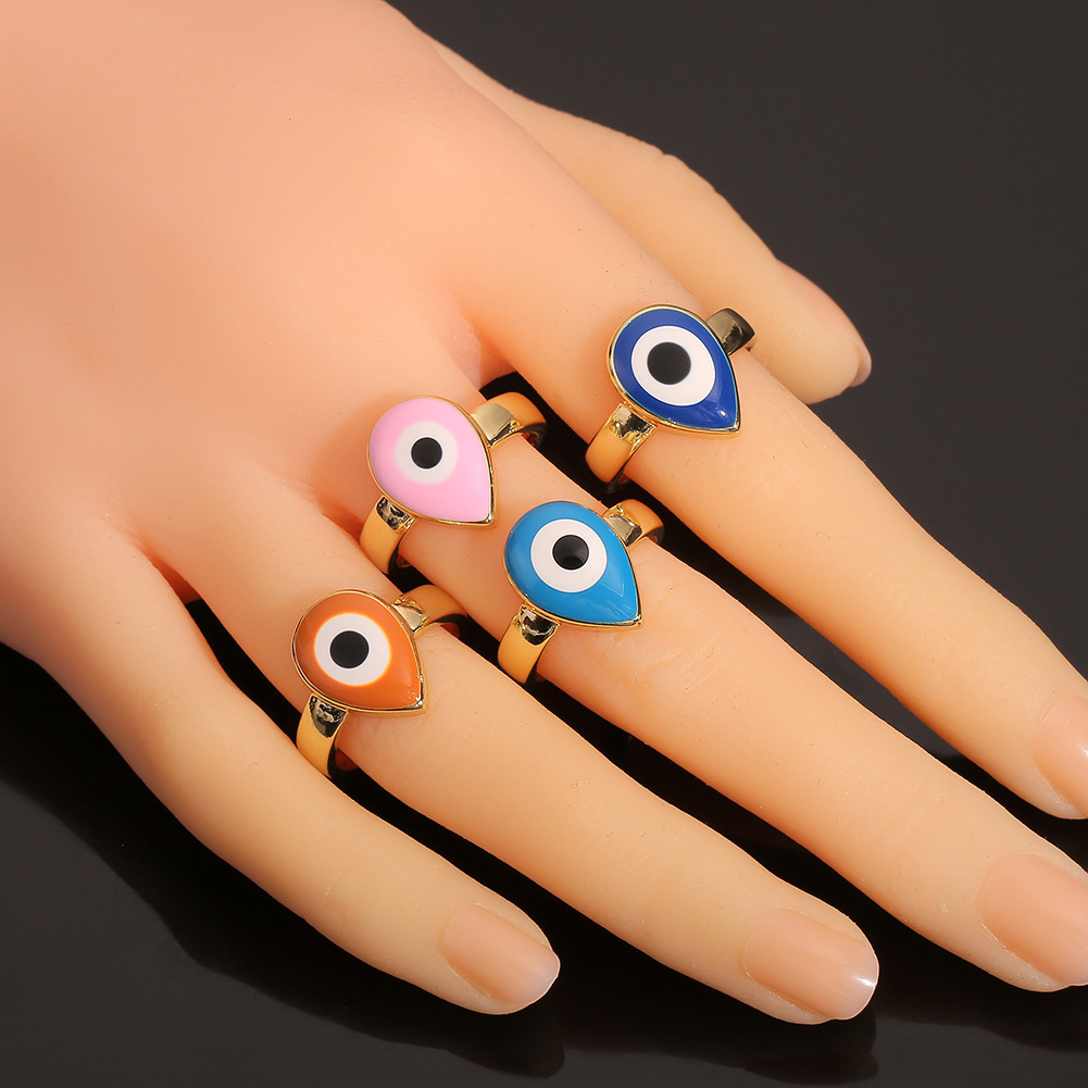 fashion copper plated real gold evil eye womenu0027s simple tail ring