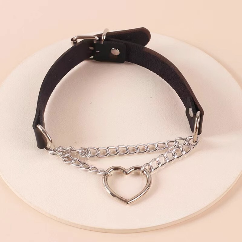 黒と白の犬の骨y 2kギャルの甘いクールなかわいい首のリングchoker首の鎖の首輪の鎖の鎖のネックレスの女性のクールです。|undefined