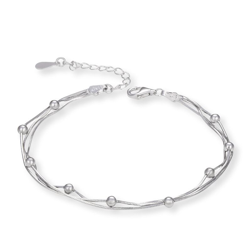 925 cuentas de plata esterlina pulsera femenina ins nicho diseño luz lujo Premium sentido cuentas tres capas serpentina plegado desgaste
