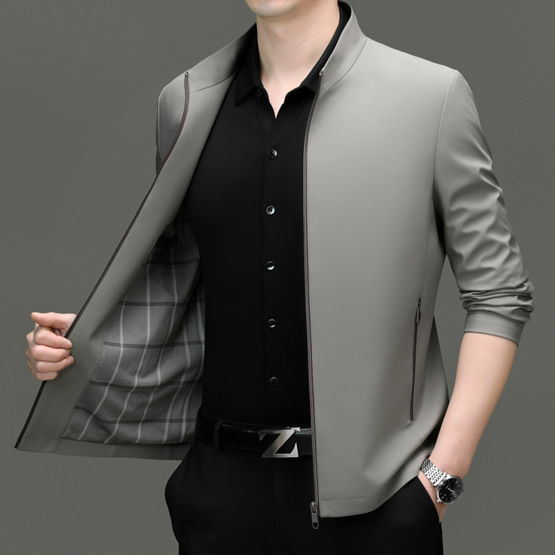 (2개) 2024 봄 얇은 남성 자켓 남녀 짧은 수직 칼라 솔리드 컬러 클래식 패션 재킷 남성