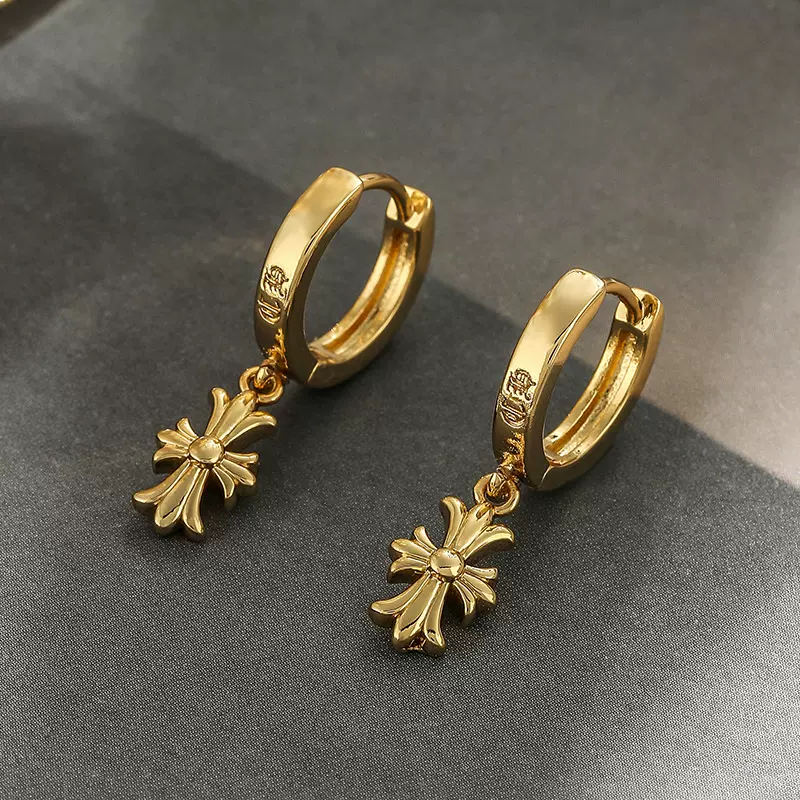 欧美时尚复古个性克罗心十字架耳环高级感夸张简约轻奢小众耳饰女