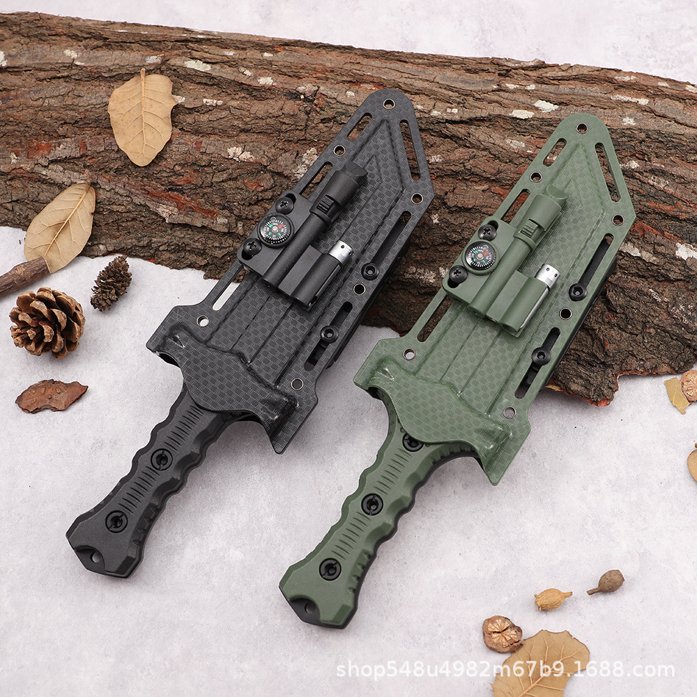 Cuchillo al aire libre cuchillo táctico cuchillo recto cuchillo de camping K-vaina cuchillo de defensa personal en el automóvil barra de magnesio linterna de acero inoxidable táctica defensa personal