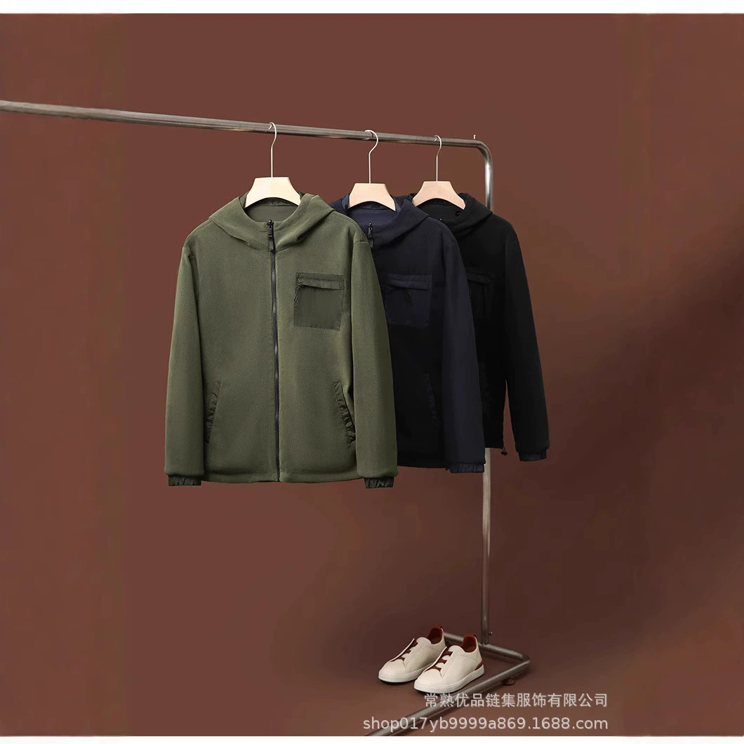 Осенне-зимняя повседневная мужская утолщенная куртка из нежного двустороннего австрийского бархата с капюшоном в стиле пары