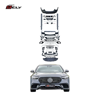 Suitable for 21-23 Mercedes-Benz New S-Class W223 Modified S63 Amg Large Surround S63 Front Bumper, Middle Net, Rear Lip and Tail Throat (Big Surrounded)
