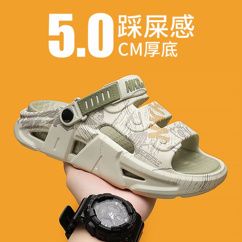 Verano nuevo estilo bicolor casual para hombre zapatillas de suela gruesa EVA mojado deportivo sandalias y zapatillas de playa antideslizantes de gran tamaño