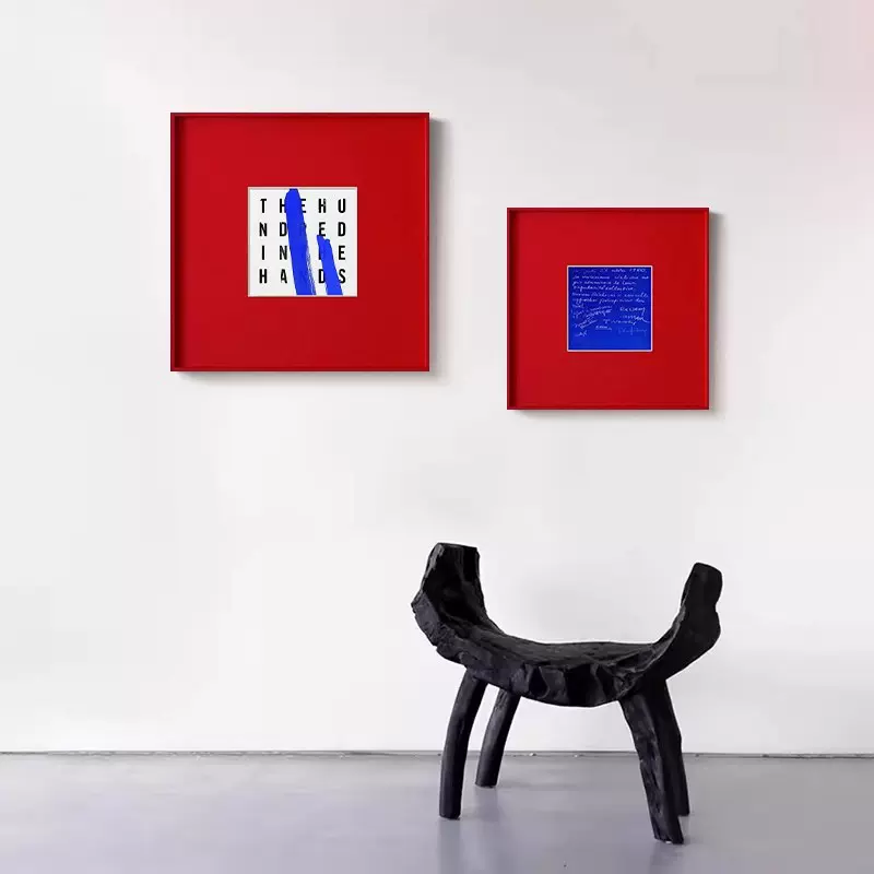 蓝红撞色小众艺术挂画包豪斯极简装饰画现代简约高级感餐厅客厅画