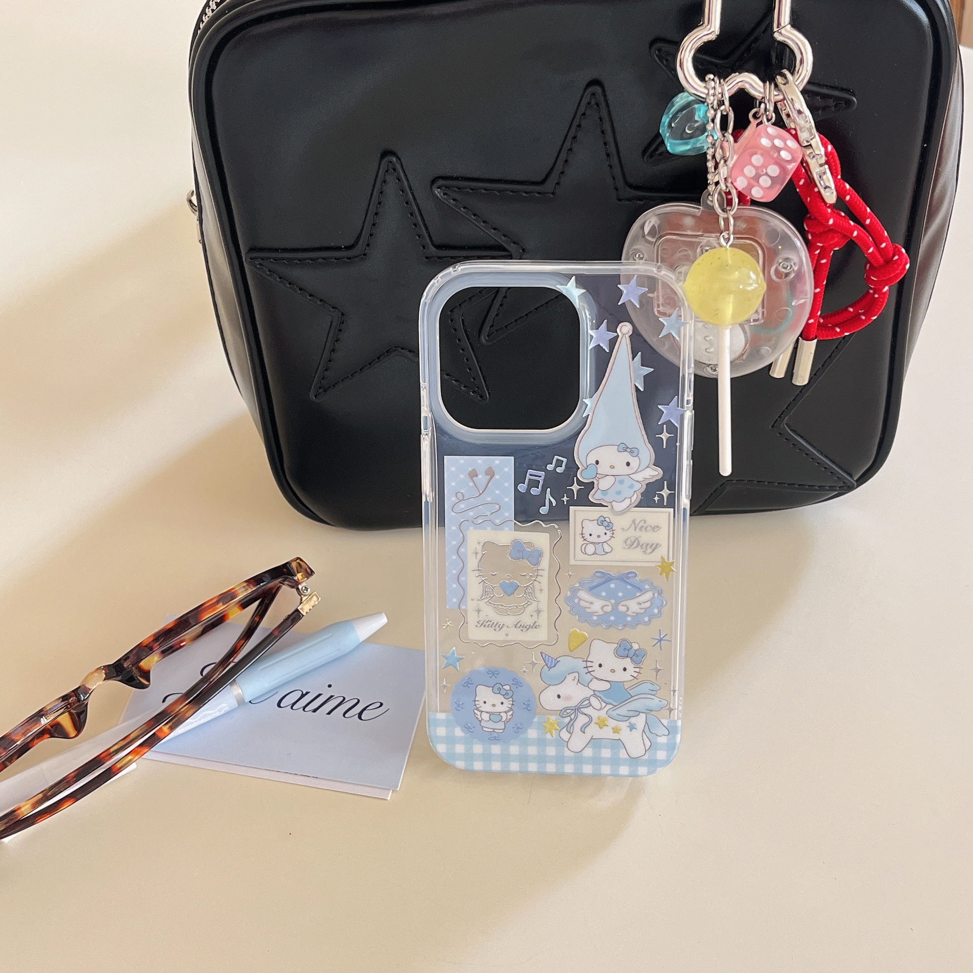 Ins viento azul estrella troyano sombrero largo kt para Apple 16ProMax funda para teléfono móvil iPhone14/13 femenino 15