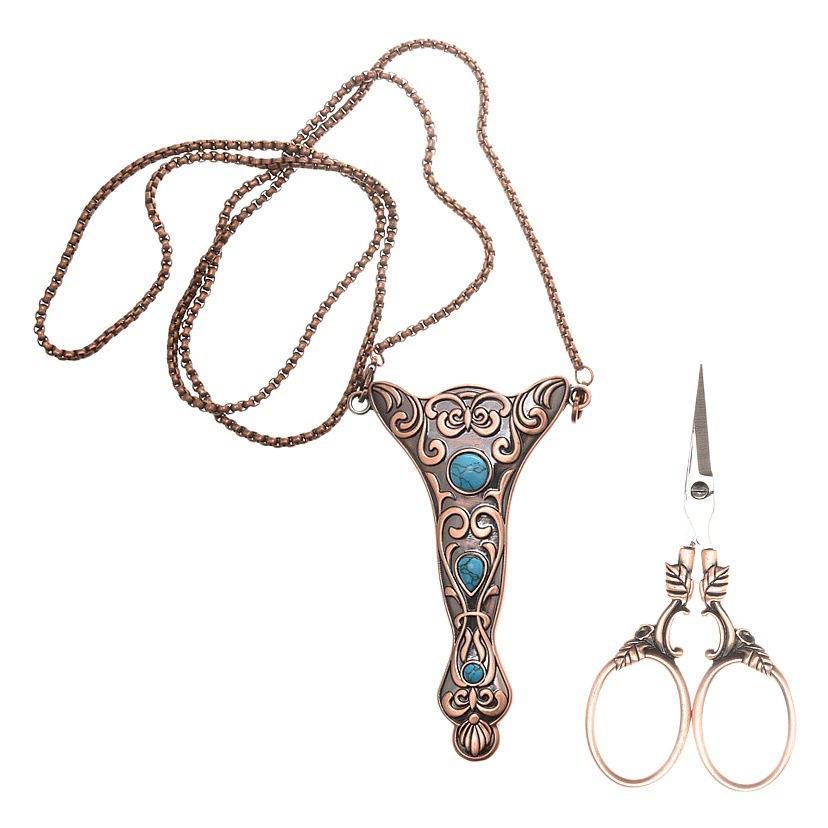 Древний Европейский стиль подвесная цепочка Костюм Бирюзовый рукав красные медные лезвия ножницы домашняя Красота Макияж вышивка крестиком маленькие ножницы