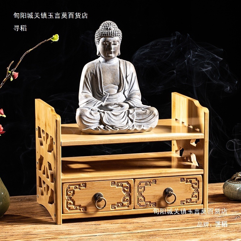 Modern Home Altar with Three-Tier Simple New Chinese Style Standing Cabinet for Buddha and Bodhisattva