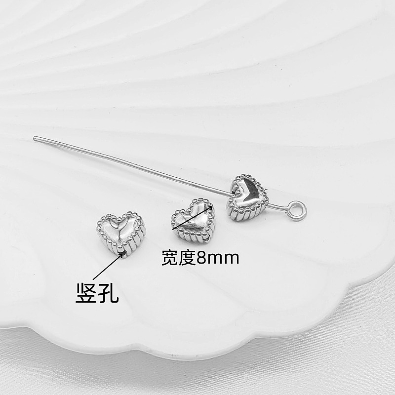 钛钢爱心隔珠diy饰品配件串珠真空电18K金保色立体横孔爱心|undefined