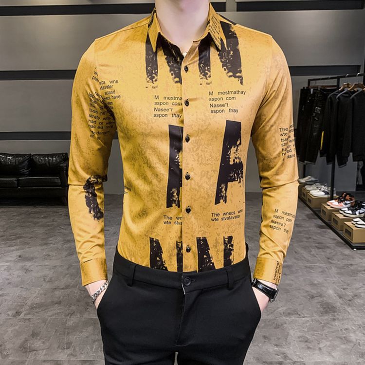 Nueva camisa de manga larga de solapa de los hombres europeos y americanos 3D Impresión digital popular camisa casual superior ventas directas de fábrica