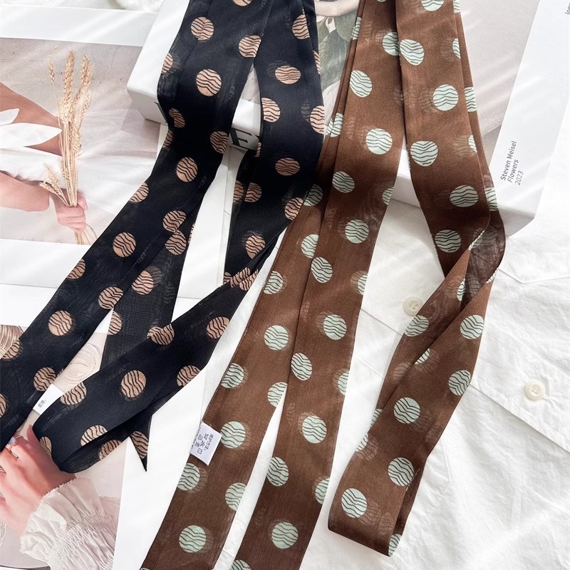 Cinta de seda 100% morera, punto de onda, cinta estrecha, cinta para el cabello de seda, cinta para el cuello de primavera y verano, bufanda de seda de alta calidad, bufanda