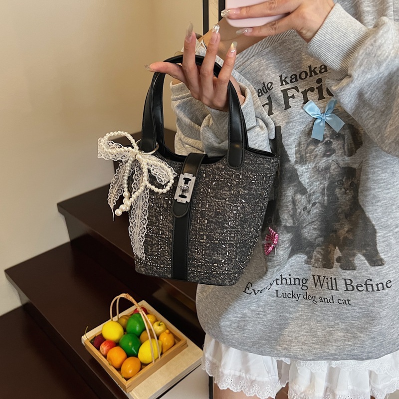 Transfronterizos bolsas de balde de mano mujeres 2025 nuevo bolsas de canasta de denim caliente de verano popular bolsas de mochila versátiles